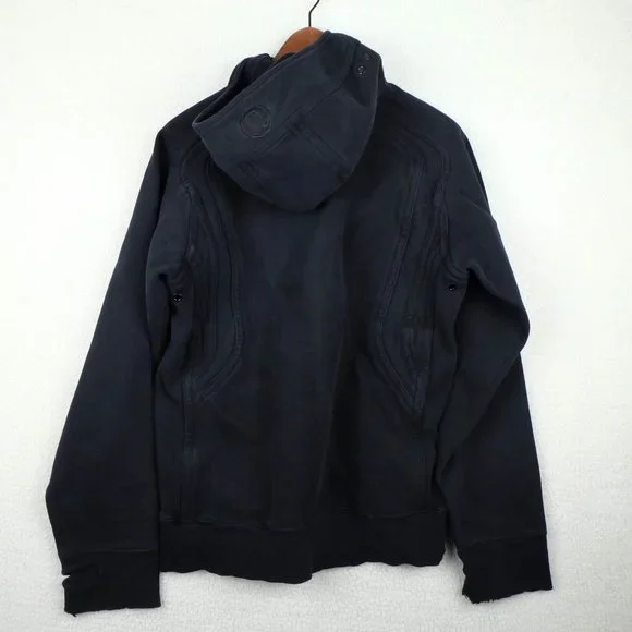 Lululemon Jacket Womens 12 Black Full Zip Hooded Sweatshirt Outdoor Heavy - Picture 5 of 10